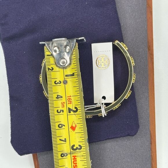 Tory Burch Red Enamel Cuff Bangle Bracelet Gold Logo Accents – Size 6.5 NWT - Picture 8 of 8